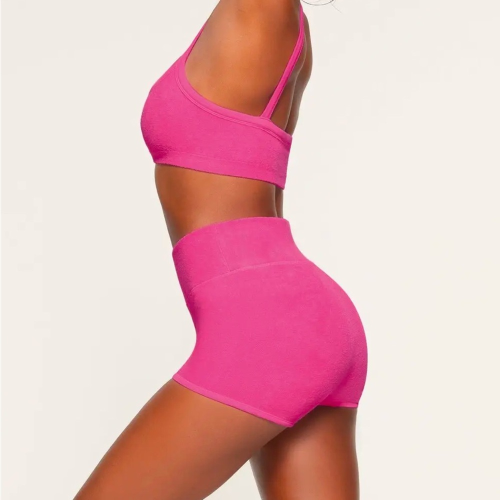 SKIMS Pink Terry shorts